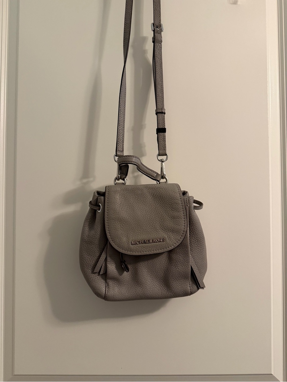 Michael Kors Gray Pebbled Leather Mini Backpack Crossbody